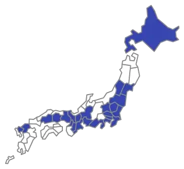 NURO光10ギガの提供エリアを青色で示した日本地図