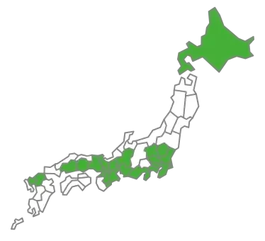 NURO光2ギガの提供エリアを緑色で示した日本地図